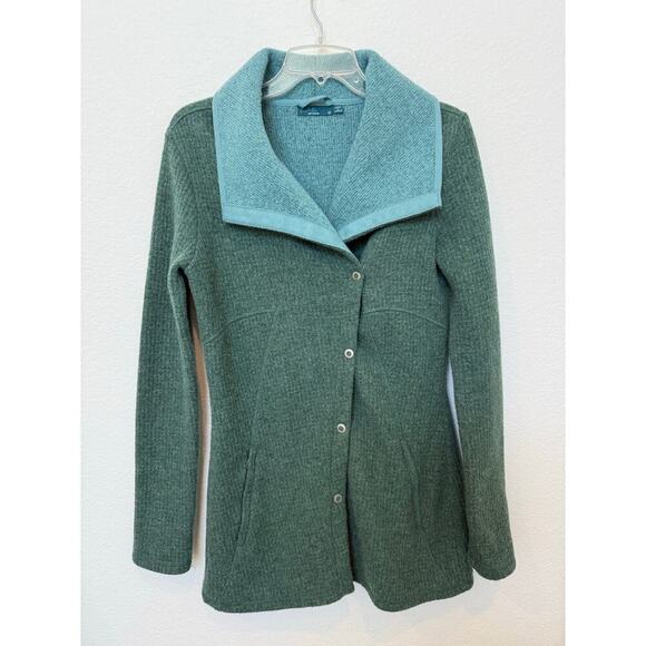 PrAna Women’s Milana Jacket Green Two Tone Medium Wool Blend - Picture 1 of 7